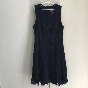 Vince Camuto Navy Blue Fit and Flare Dress.